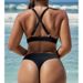 Solid Color Adjustable Tie Backless Bikini Set Sexy Two-Piece Swimsuit For Women Beach Pool Vacation_ecoleips.com