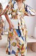 Women's Bohemian Floral Mid-Length With Ruched Beach Flowy Dress_ecoleips.com