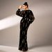 European And American High End Long Sleeved Temperament V Neck Sexy Long Sequined Banquet Evening Dress Bridesmaid Dress Dress For Women_ecoleips.com