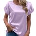 Women's Clothing Spring And Summer New Women's Short Sleeved Satin Shirt Loose Casual Round Neck Satin T Shirt For Women_ecoleips.com