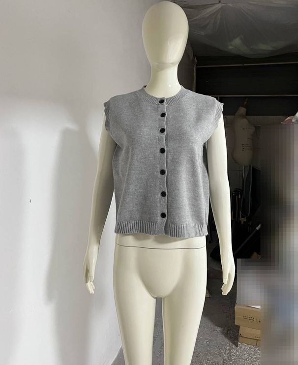 Women's Clothing 4-Color Knit Vest Cardigan – Casual Maillard Style Versatile Single-Breasted Knit Top_ecoleips.com