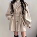 Women's Clothing Elegant Audrey-Inspired Wool Blend Coat – Belted Waist & Mid-Length For Petite Women_ecoleips.com
