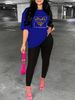 Women's Casual Loose And Fashionable Leopard Print Heart-shaped Pattern Print Loose T-shirt+cropped Pants Two-piece Home Sportswear Daily Outfit-438_ecoleips.com