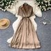 Women's A-Line Long Dress With Collar Short Sleeves Sophisticated Style For Summer And Commuting_ecoleips.com