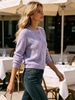 Lilac Round Neck Hollow Out Pit Rib Knit Cardigan, Loose Lightweight Breathable Soft Skin-touch Button Air Conditioning Jacket_ecoleips.com