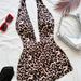 Women's Sexy Striped Halter Neck Jumpsuit European And American Fashion Backless V Neck Romper Versatile Cross Border Clothing_ecoleips.com