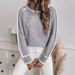 Women's Knit Sweater Long Sleeve High Neck Pullover Solid Color Loose Casual Versatile Tops_ecoleips.com