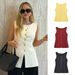 Trendy Knit Vest With Gold Buttons – Versatile Layering Piece For Women (Multiple Colors)_ecoleips.com