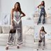 Women's clothing new fashion printed suspenders chest wrap + positioning flower pants suit_ecoleips.com