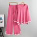 European American Cross-border Best-selling Women's Knitted For Autumn Winter: Long-sleeve, Slit Wide-leg Pants_ecoleips.com