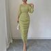 Women's Clothing Temperament Slim Fit Pleated Solid Color Dress_ecoleips.com
