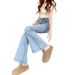2026 Spring/Summer New Elatic Micro-flare Denim Pant For Women, Slim Fit, Stylih Deign, Wide-leg Bell-bottom_ecoleips.com