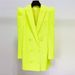Women's Clothing In Stock New Fashion Personality Silhouette Shrug Double Breasted Mid Length Suit Jacket Fluorescent Yellow_ecoleips.com