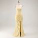 Strapless Evening Dress Pleated Slit Long Style Banquet Dress New Summer Sexy_ecoleips.com