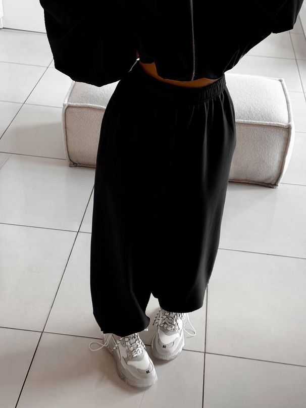Casual European And American Women's Suit Solid Color Long-sleeved Zipper Hooded Cardigan Elastic Wide-leg Leggings Two-piece Set_ecoleips.com
