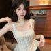 Summer Chic Socialite Hot Girl Lace-Up Bowknot Patchwork Slim-Fit Pure Desire Style Lace Design Camisole Top_ecoleips.com