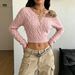 Off The Shoulder Cable Knit Sweater Short Crop Top Slim Fit Hot Girl Women's Clothing_ecoleips.com