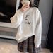 New Autumn And Winter American-style Niche Cat Print Design, Fashionable, Versatile, High-end, Casual, Loose-fitting_ecoleips.com