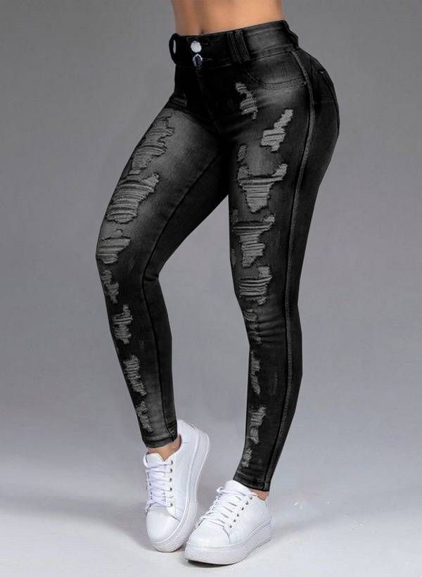 Women's Clothing Women's Jeans Ripped Slim Stretch Jeans Long Pants Women's Pants_ecoleips.com