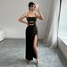 Women's Clothing Hollow Sexy Suspender Dress Simple Black Banquet Long Skirt_ecoleips.com