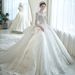 Women's Clothing New Bride Light Luxury Long Tail Slim Princess Long Sleeve Heavy Palace High End Texture_ecoleips.com