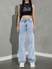 Classic Straight-Leg Jeans – Mid-Rise Washed Denim Pants – Casual & Office Wear_ecoleips.com