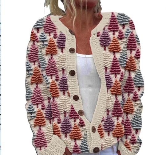 Women's 3D Print Abstract Art Cardigan Sweater European American Style Casual French Autumn Winter Trendy Everyday Commuting Wear_ecoleips.com