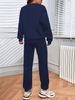Women's Autumn And Winter Hip-hop Casual Street Comparison Gesture Pattern Printed Round Neck Sweatshirt+sports Pants Warm Suit-614_ecoleips.com