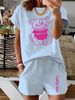 Women’s 2 Piece Outfit Set – Oversized Graphic T-Shirt And Biker Shorts Matching Set, Casual Summer Lounge Tracksuit For Daily Wear-309_ecoleips.com