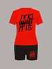 Summer Women's Casual Fashion Letter Printed Loose T-shirt+shorts Two-piece Sportswear Suitable For Daily Wear-121_ecoleips.com