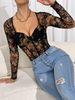 Women's Clothing Long Sleeved Lace Bodysuit Women See Through Mesh Slim Fit Sexy Versatile Jumpsuit Romper_ecoleips.com