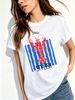 Lobster Pink And Blue Striped Print, Nautical Retro Women's T-shirt, Soft And Loose Fit, Perfect For Summer Beach Vacation Everyday Wear._ecoleips.com