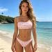 Pink Leopard Print Bandeau Bikini Set Women Thin Strap Back Tie Swimsuit High Cut Cheeky Bathing Suit Beach Swimwear_ecoleips.com