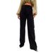 Women's Wide-Leg Denim Pants - High Waist Flowy Trousers, Classic Black, Comfortable Cotton Blend For Office & Casual (Sizes 25-32)_ecoleips.com
