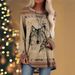 Women's Printed Round-Neck Western-Style Off-The-Shoulder Sleeve Loose T-Shirt Top_ecoleips.com