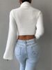 Women's Clothing Trendy Cropped Fuzzy High Neck Sweater For Women - Soft & Warm Winter Pullover, Streetwear Chic, White/Black, S/M/L_ecoleips.com