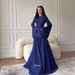 European And American 2025 Autumn Slim-Fit Fashionable Elegant Long-Sleeve Long Dress With_ecoleips.com