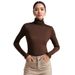 A Large-Sized Women's Spring High-Neck Top With Long Sleeves For Warmth, Paired With A Base Layer T-Shirt_ecoleips.com