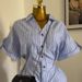 K Women's New Fashion Blue And White Striped Loose Shirt Wide Leg Shorts Jumpsuit. No Bags Or Other Accessories_ecoleips.com