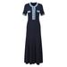 European And American Socialite Style 2026 Summer New High-end Short-sleeved Waist-cinching Mid-length Dress With_ecoleips.com
