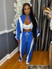 Women's Color Block Zip Up Cardigan And Wide Leg Drawstring Sports Pants Two Piece Set_ecoleips.com