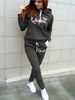 Women's Clothing Women's Printed Hooded Fleece Sports Sweatshirt Casual Two Piece Set Autumn Winter For Formal & Casual For Women_ecoleips.com