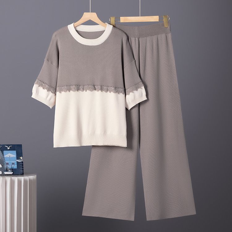 Women's Korean Style Color Block Knitted Set Trendy Pullover Fashion Spring Summer Niche Design Cross Border Trade_ecoleips.com