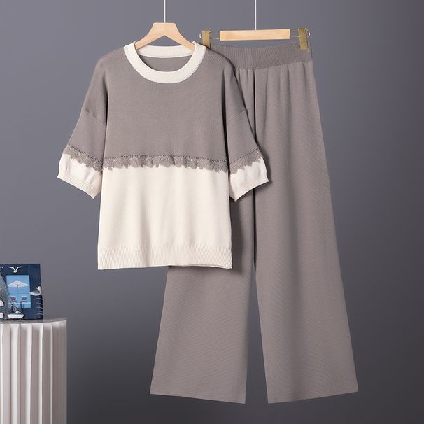 Women's Korean Style Color Block Knitted Set Trendy Pullover Fashion Spring Summer Niche Design Cross Border Trade_ecoleips.com