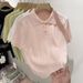 Summer Soft Women's Polo Neck Short Sleeve Knit Top Breathable Casual Shirt for Daily Wear Stylish Knitted Top_ecoleips.com