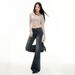 Rivet Low-waist Hot Girl Flared Jeans, 25 Autumn New American Style Elastic Versatile Slim-fit Micro-flare Denim Pants_ecoleips.com