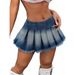 Women's Clothing Denim Pleated Mini Skirt Frayed Edges European And American Style Women's Bottoms_ecoleips.com