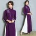 2025 Spring And Autumn New Vintage Artistic Plus Size Chinese Style Ao Dai Elegant Modified Cheongsam Long Tea Dress_ecoleips.com
