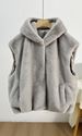 Spring Hooded Faux Mink Vest – Lightweight Zip-Up Jacket With Pockets (One Size, Army Green/Black/Beige & More)_ecoleips.com