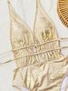 Women's Clothing Summer Beach Pool Swimsuit European American Style Deep Neckline Hollow Out Design Slimming Sexy One Piece Goddess Style_ecoleips.com